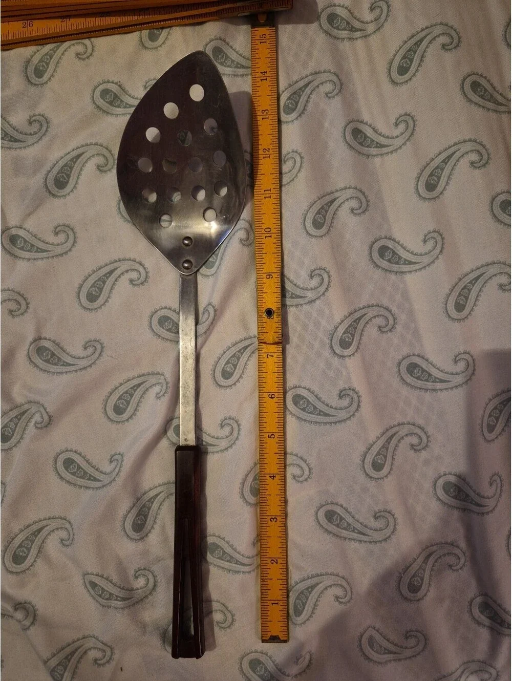 STANHOME Stainless large slotted serving spoon. Vintage 14” Teardrop